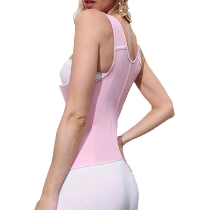 Women'S plus Size Tummy Control Corset Vest Cincher,Full Coverage Back Shapewear with Zipper &Buttoned Closure,Hard Control Belt