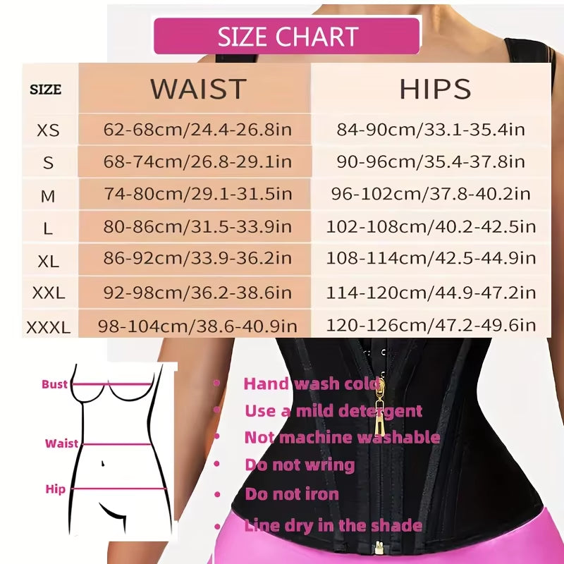 Women'S plus Size Tummy Control Corset Vest Cincher,Full Coverage Back Shapewear with Zipper &Buttoned Closure,Hard Control Belt
