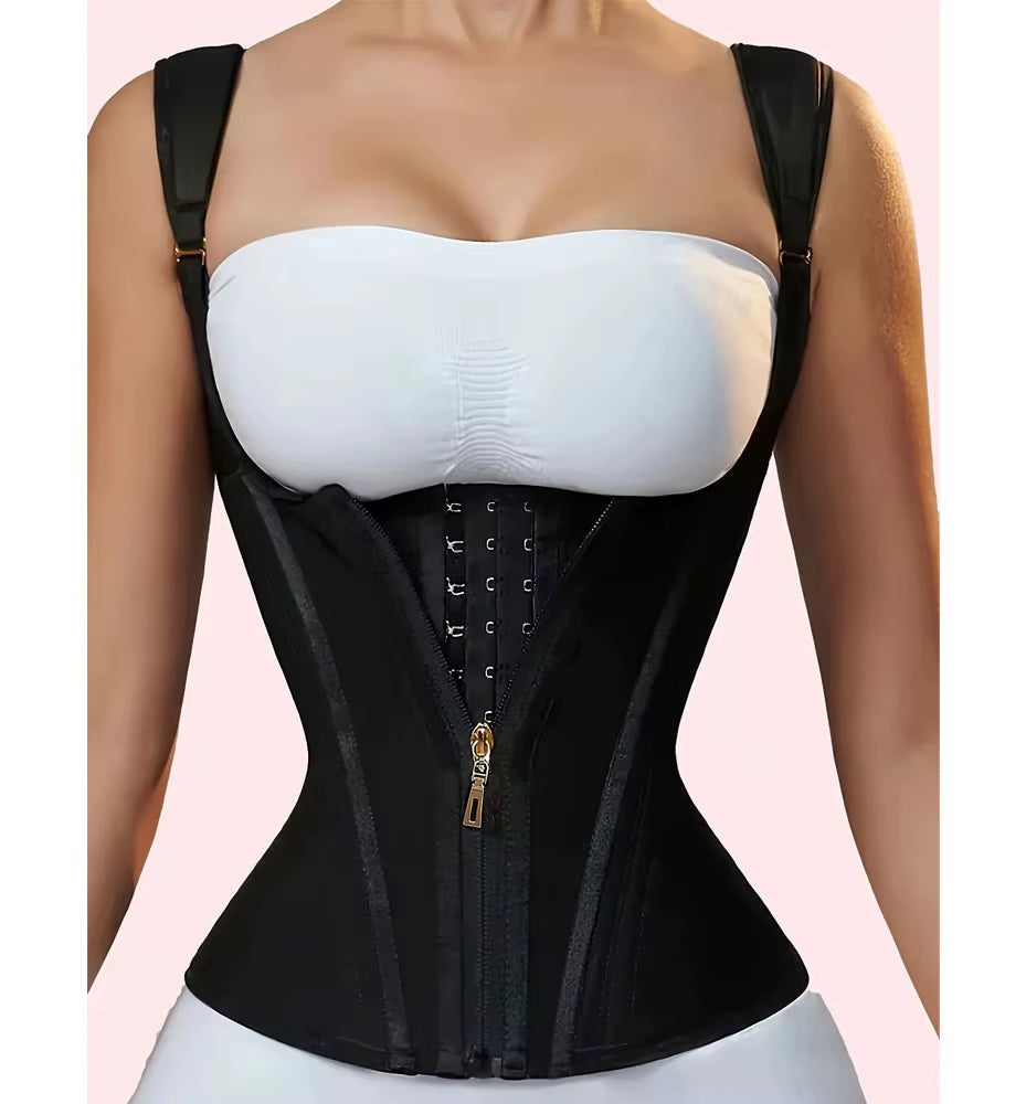 Women'S plus Size Tummy Control Corset Vest Cincher,Full Coverage Back Shapewear with Zipper &Buttoned Closure,Hard Control Belt